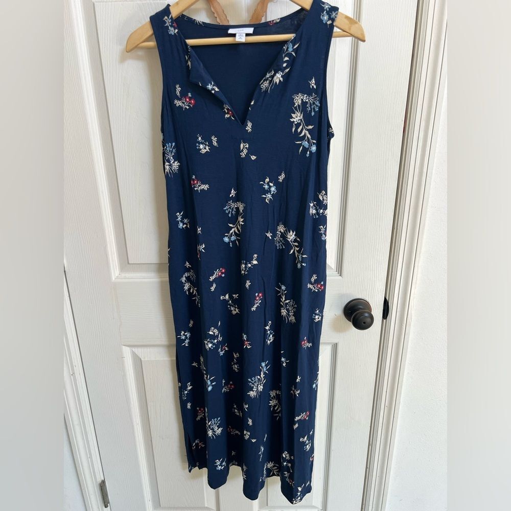 J. Jill Navy Blue Floral Maxi Dress Size XS Petite, Spring Vibes